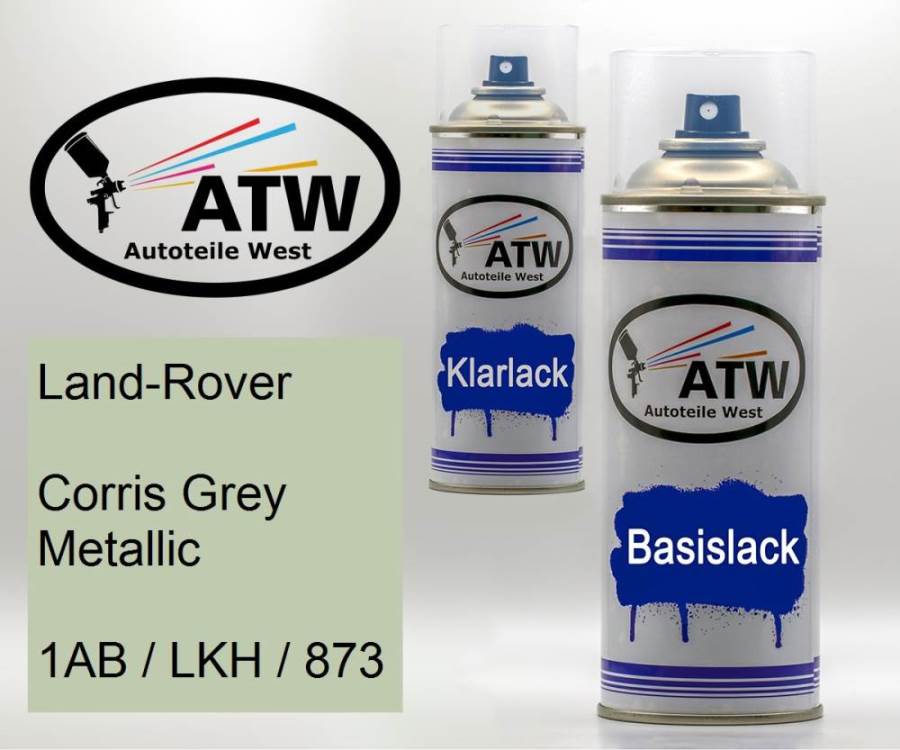 Land-Rover, Corris Grey Metallic, 1AB / LKH / 873: 400ml Sprühdose + 400ml Klarlack - Set, von ATW Autoteile West.